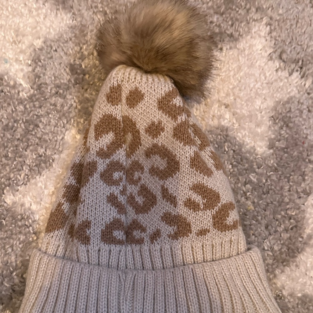 Leopard Pom Pom Beanie